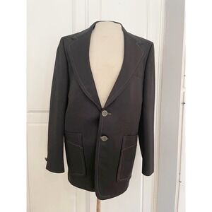 Vintage Johnny Miller Men's Sport‎ Coat Blazer Jacket 40R Black Stitch Detail
